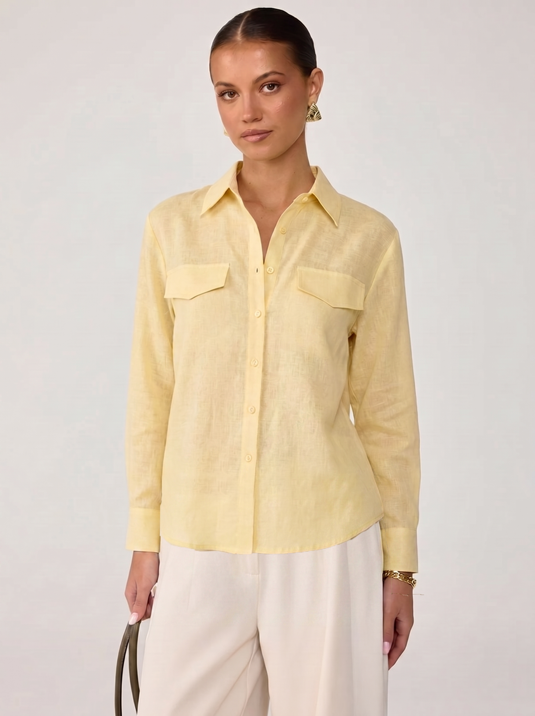 Classic Linen Blend Shirt - Butter Yellow