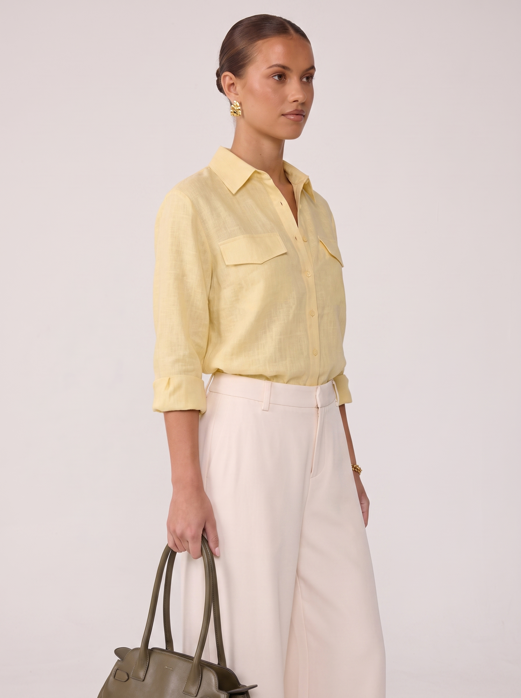 Classic Linen Blend Shirt - Butter Yellow