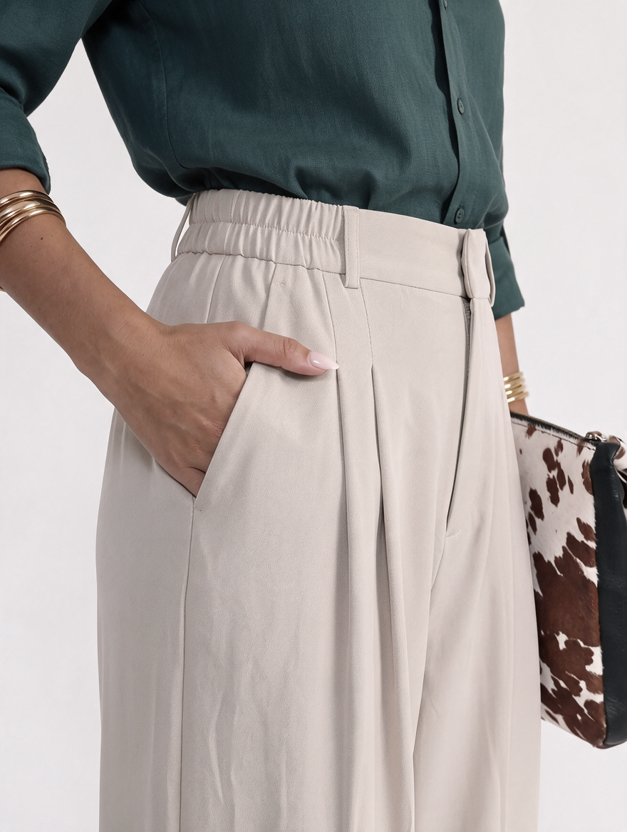 Classic Wide-Leg Pant - Beige