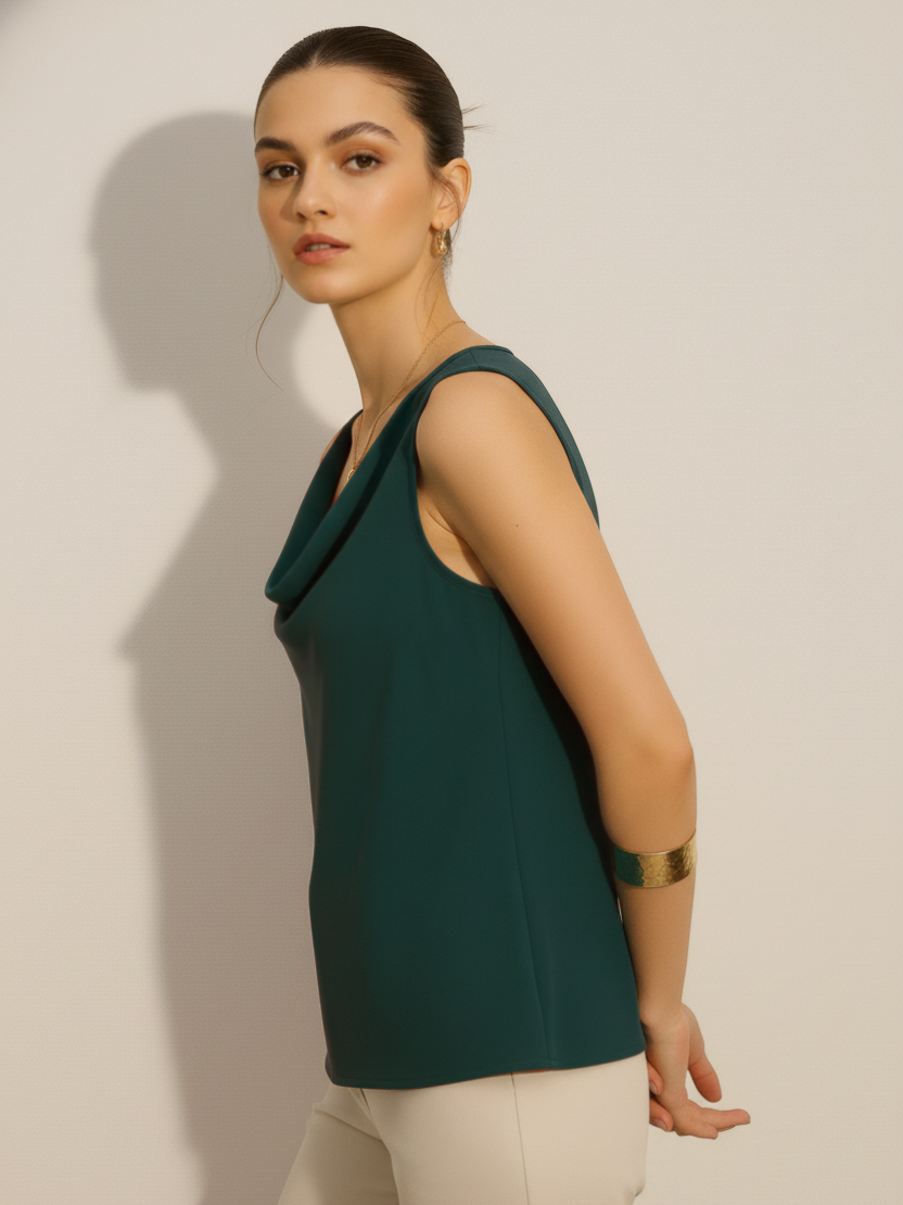 Cowl Neck Top - Teal