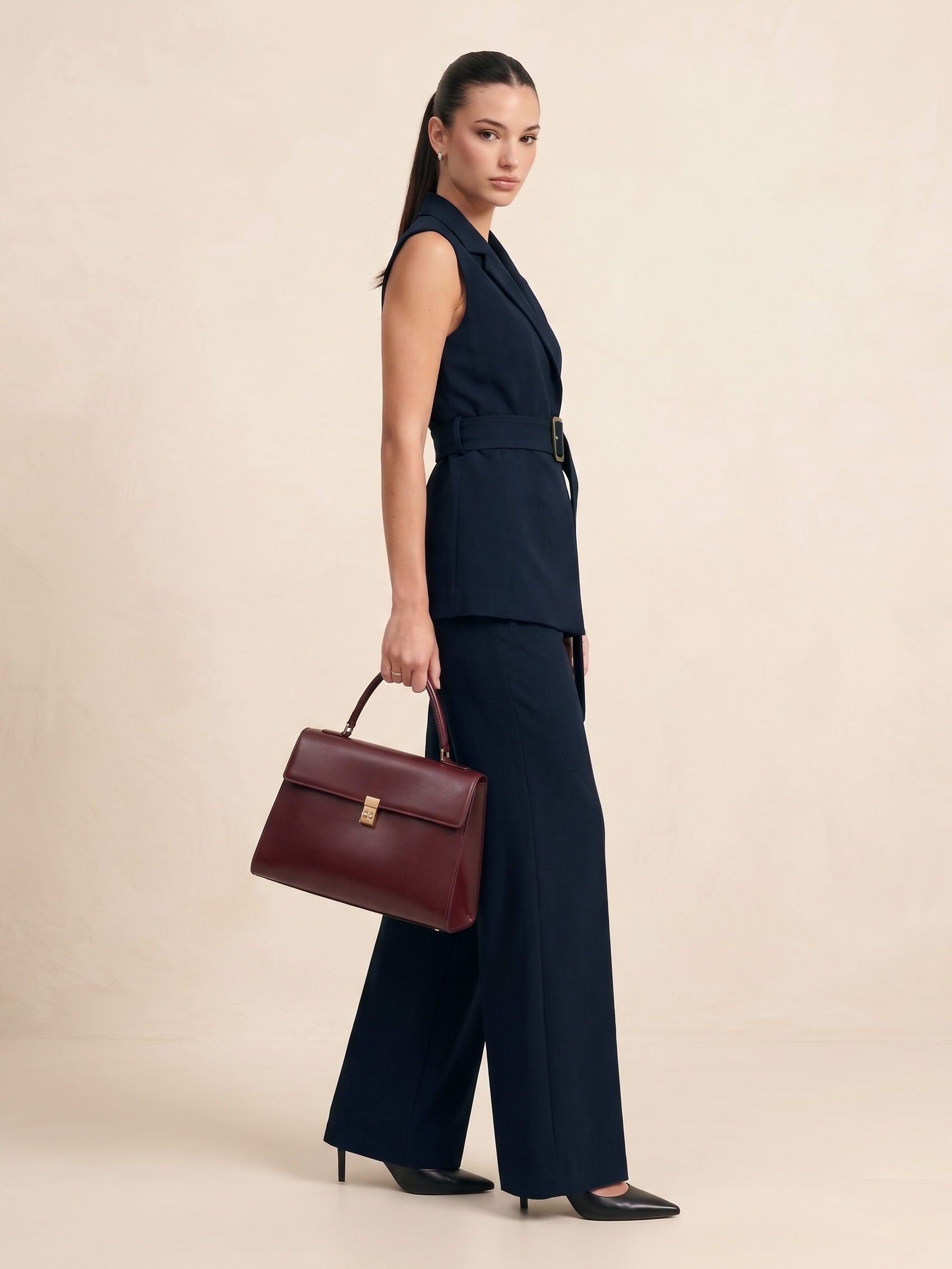 Belted Blazer Co-ord - Navy