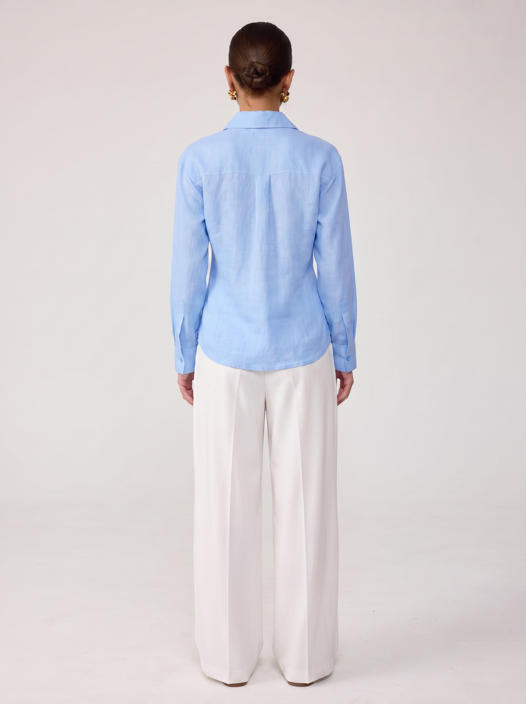 Classic Linen Blend Shirt - Sky Blue
