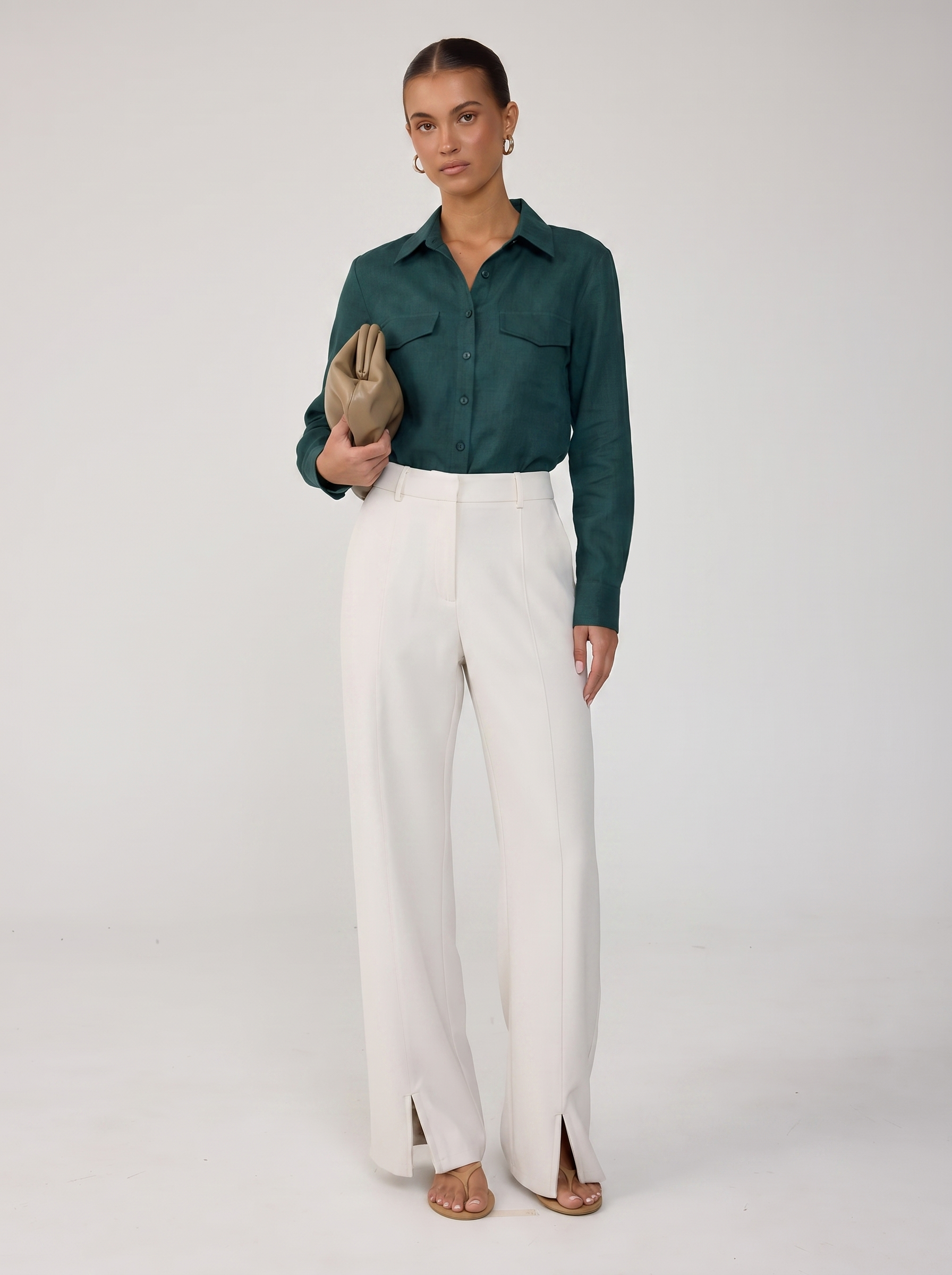 Classic Linen Blend Shirt - Teal