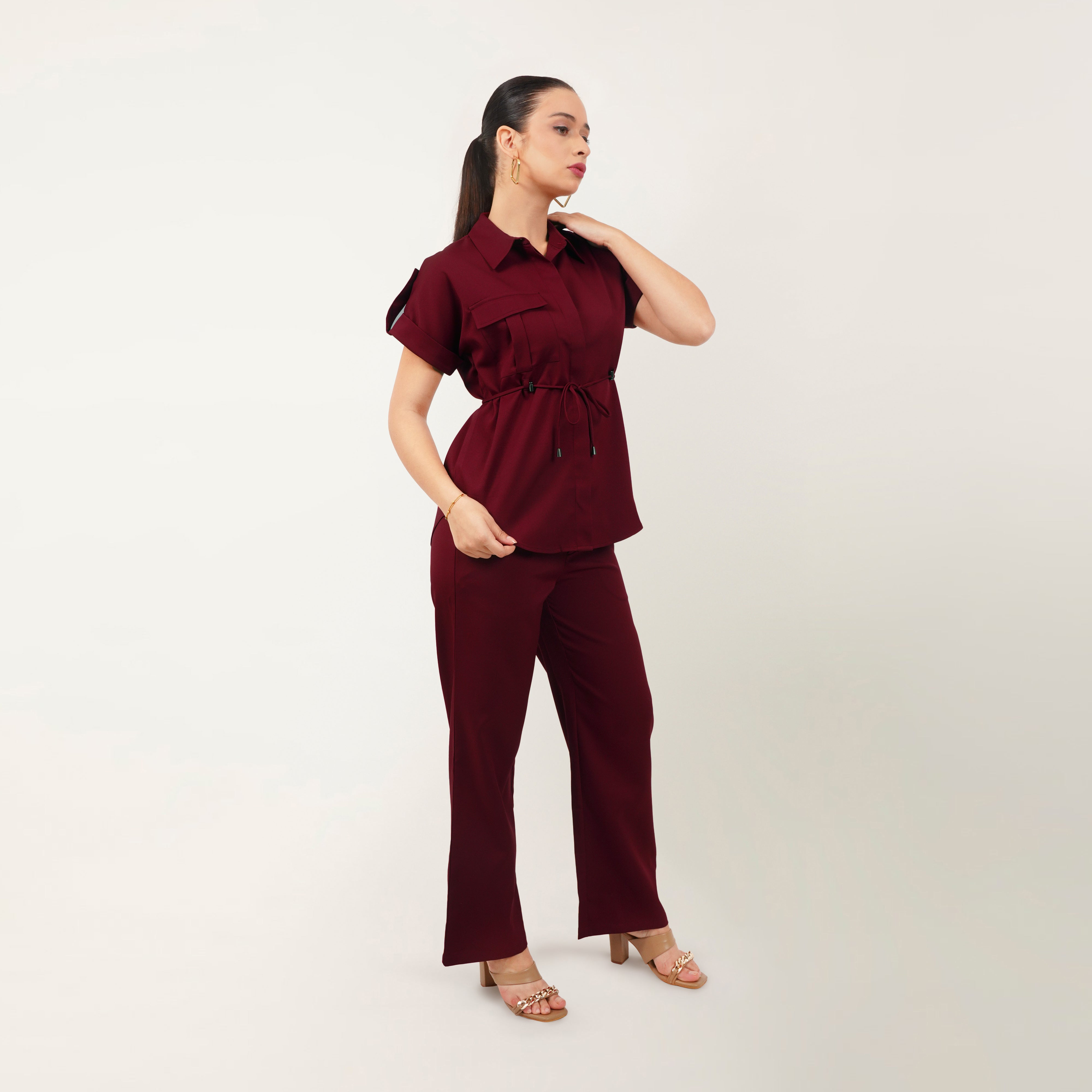 Maroon Shirt-Pant Co-Ord