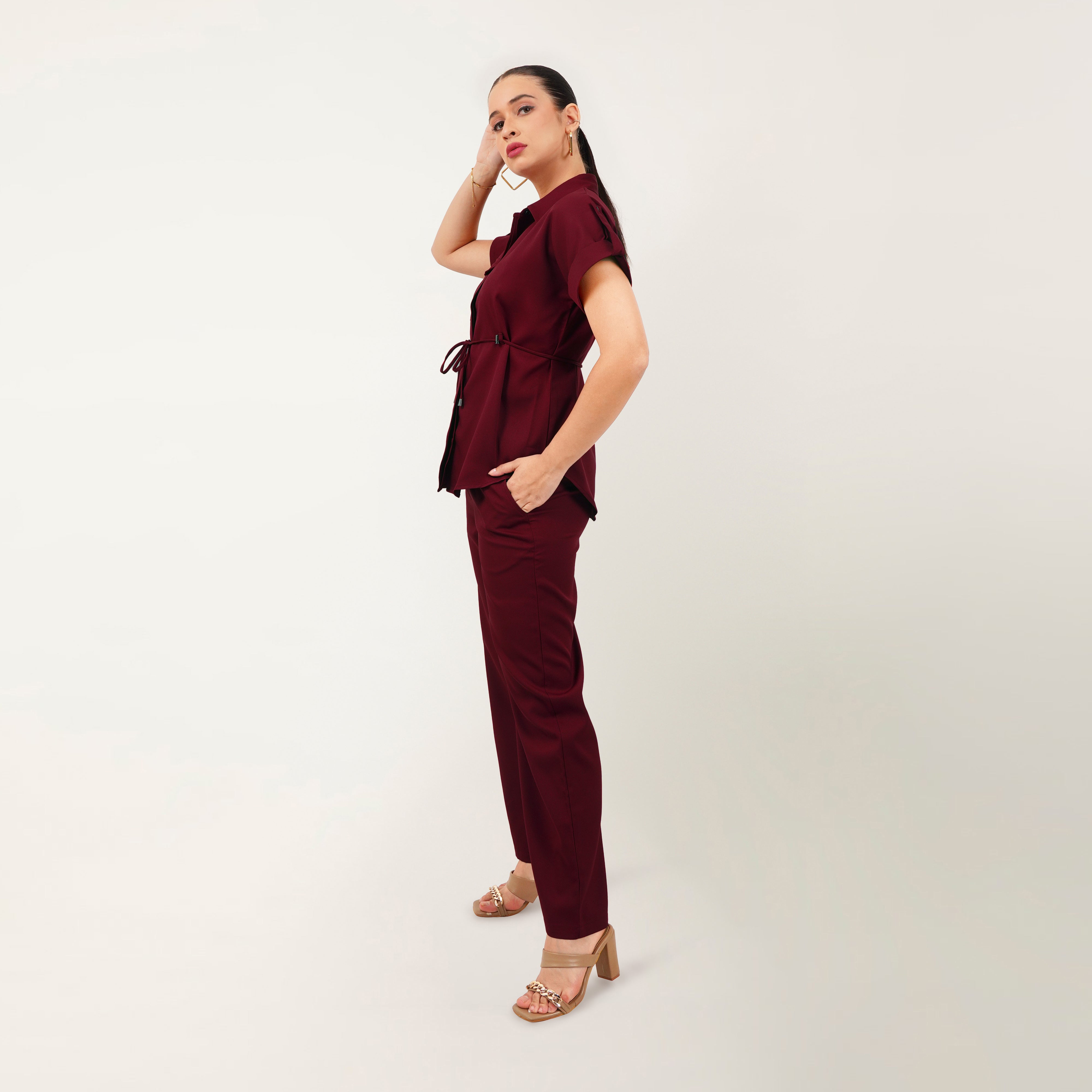 Maroon Shirt-Pant Co-Ord