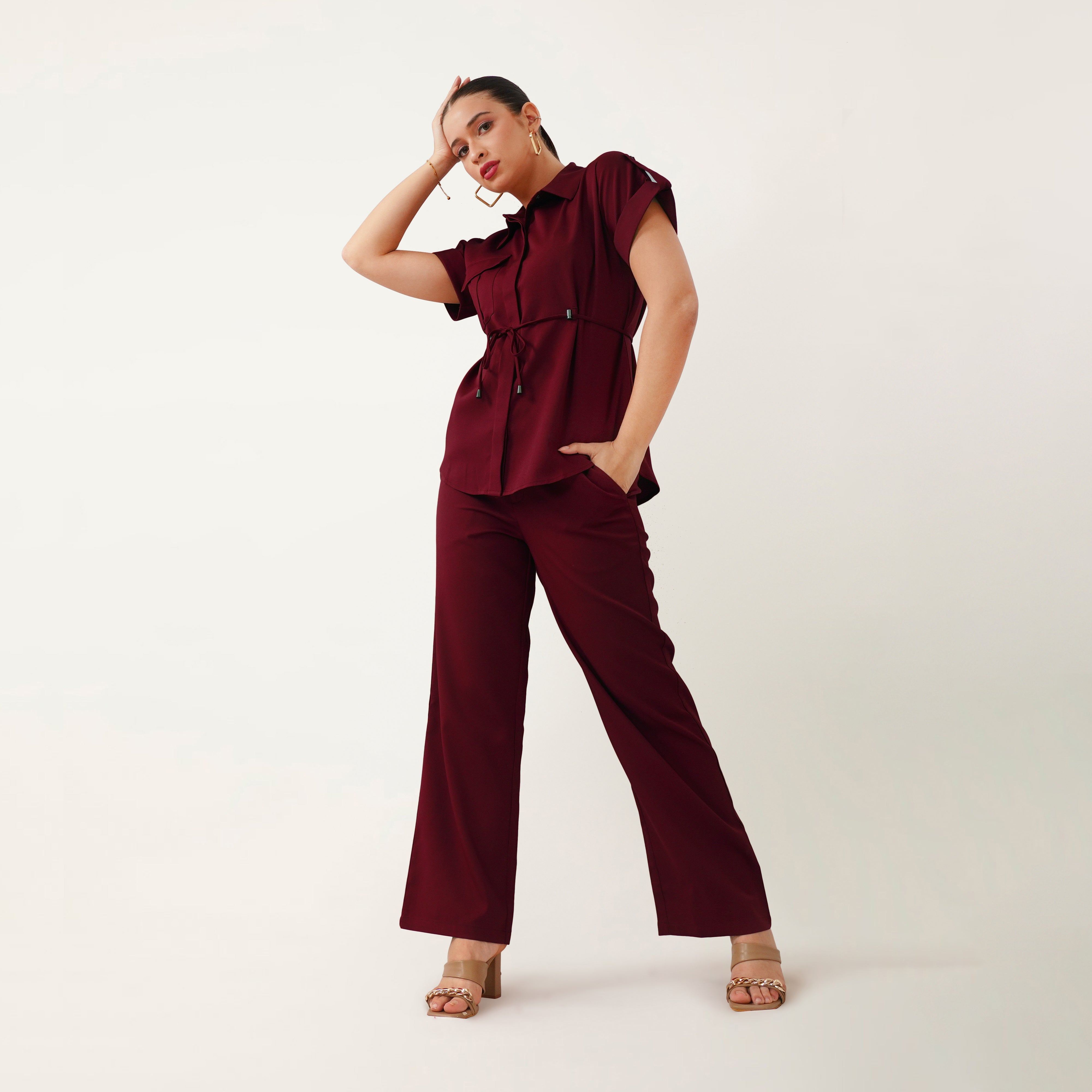 Maroon Shirt-Pant Co-Ord