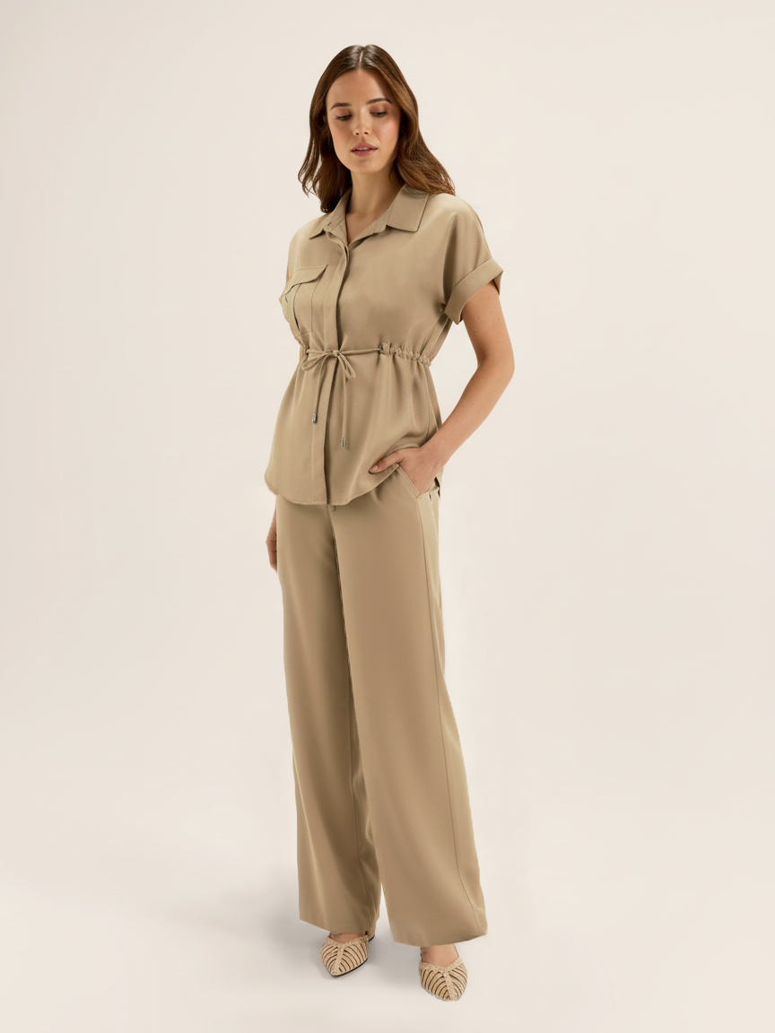 Mocha Shirt-Pant Co-Ord