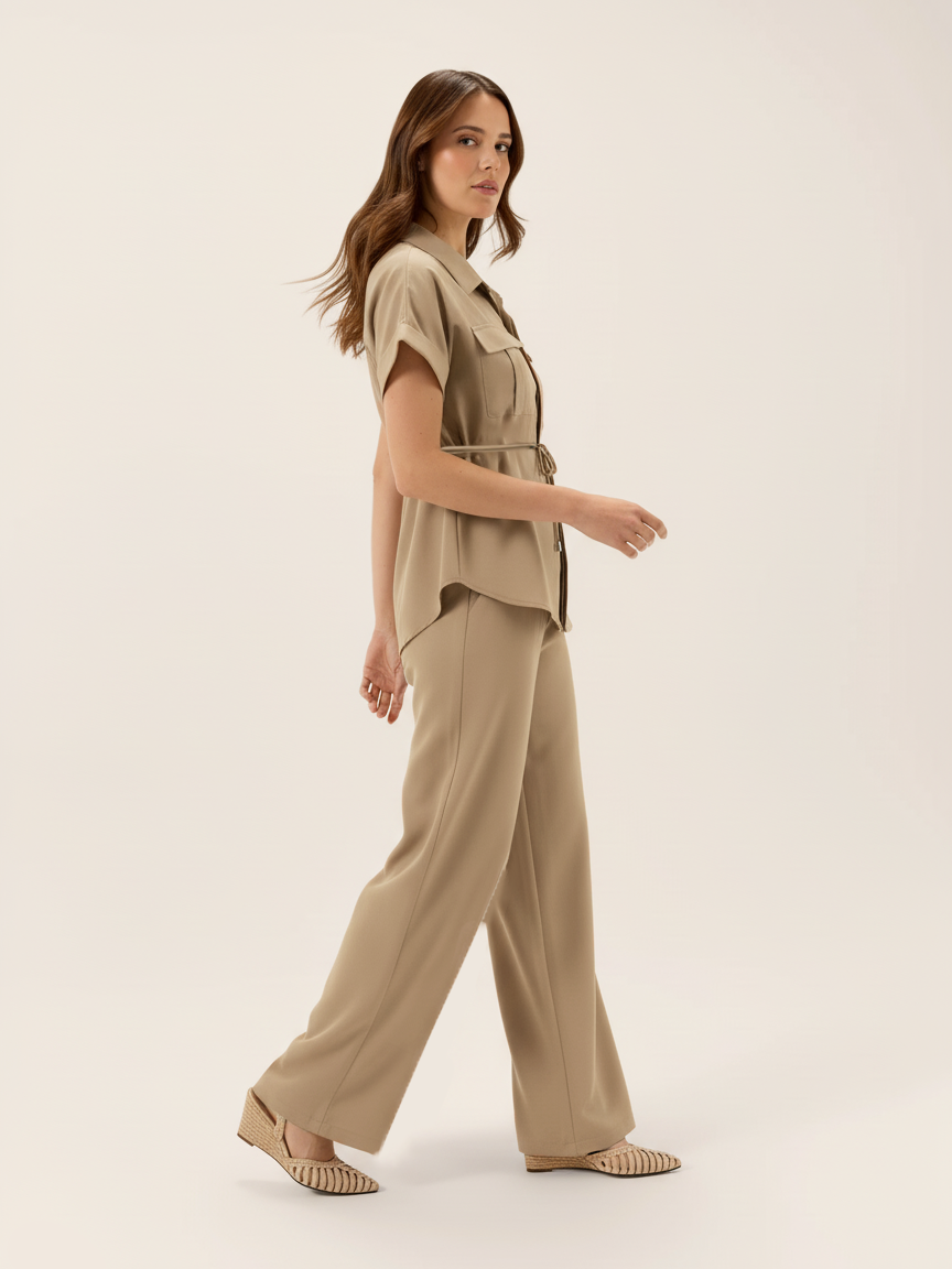 Mocha Shirt-Pant Co-Ord