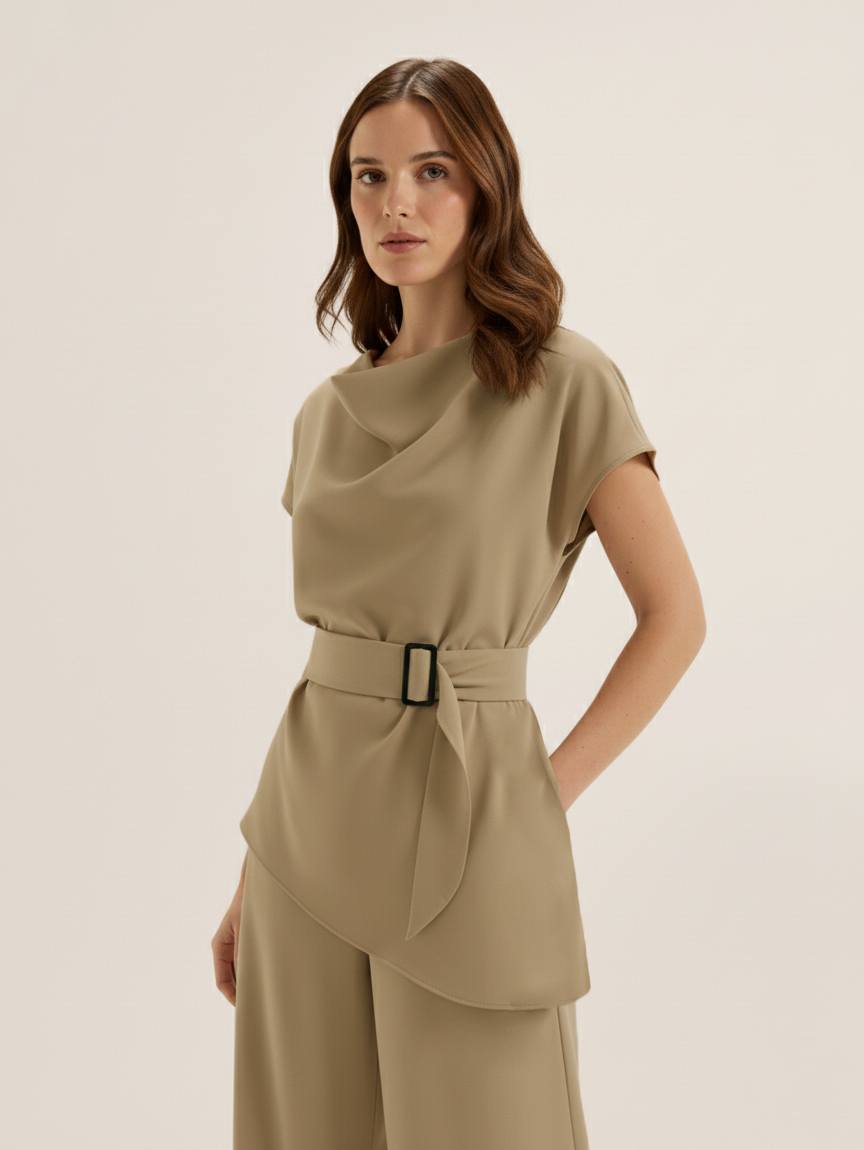 Cowl Neck Co-Ord Set - Mocha