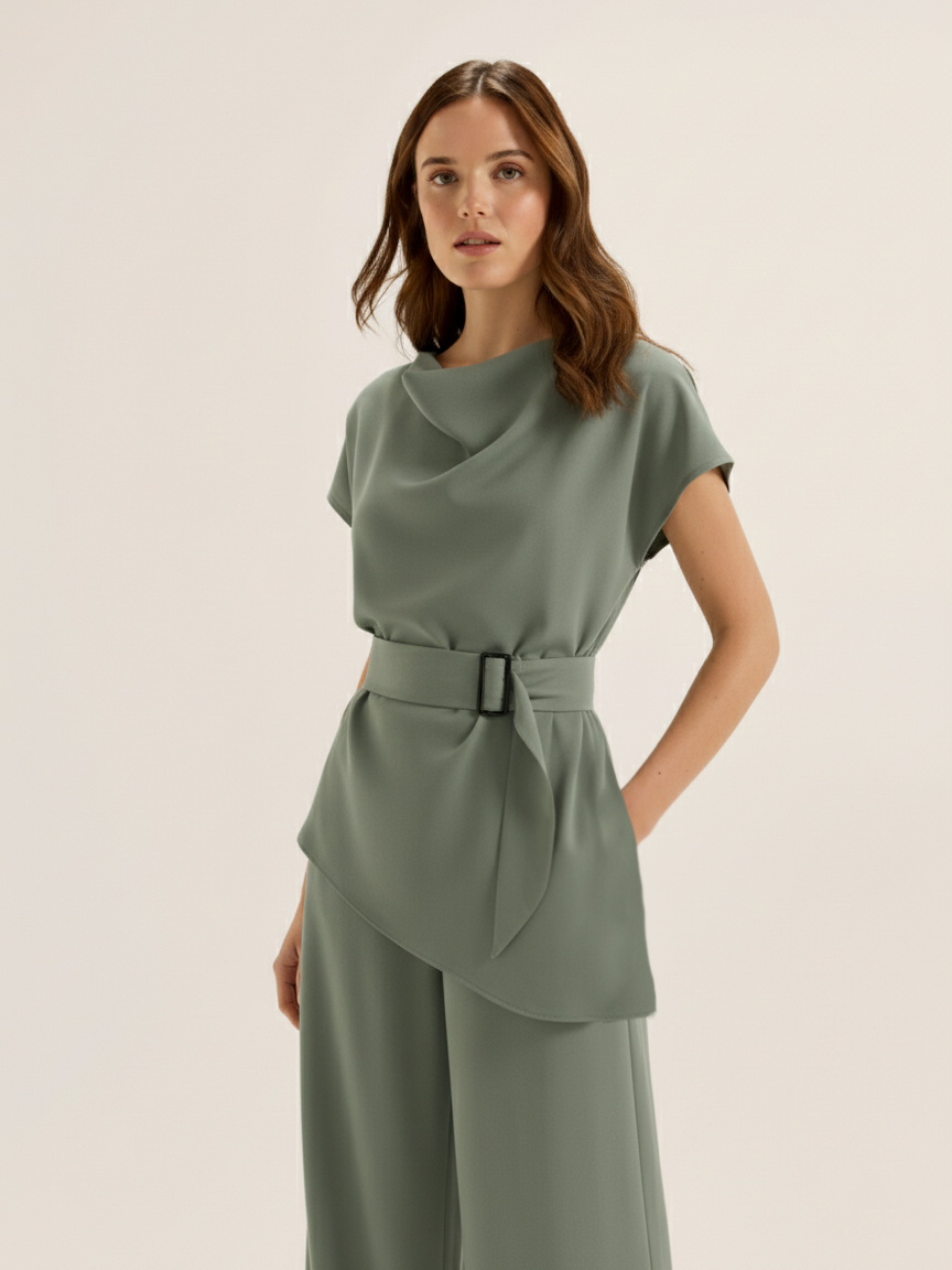 Cowl Neck Co-Ord Set - Sea Green