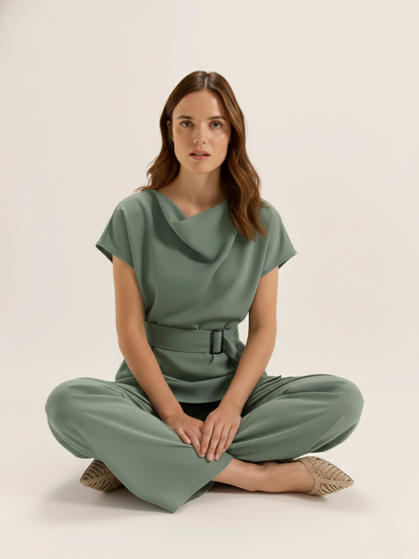 The Cowl Co-Ord - Sea Green