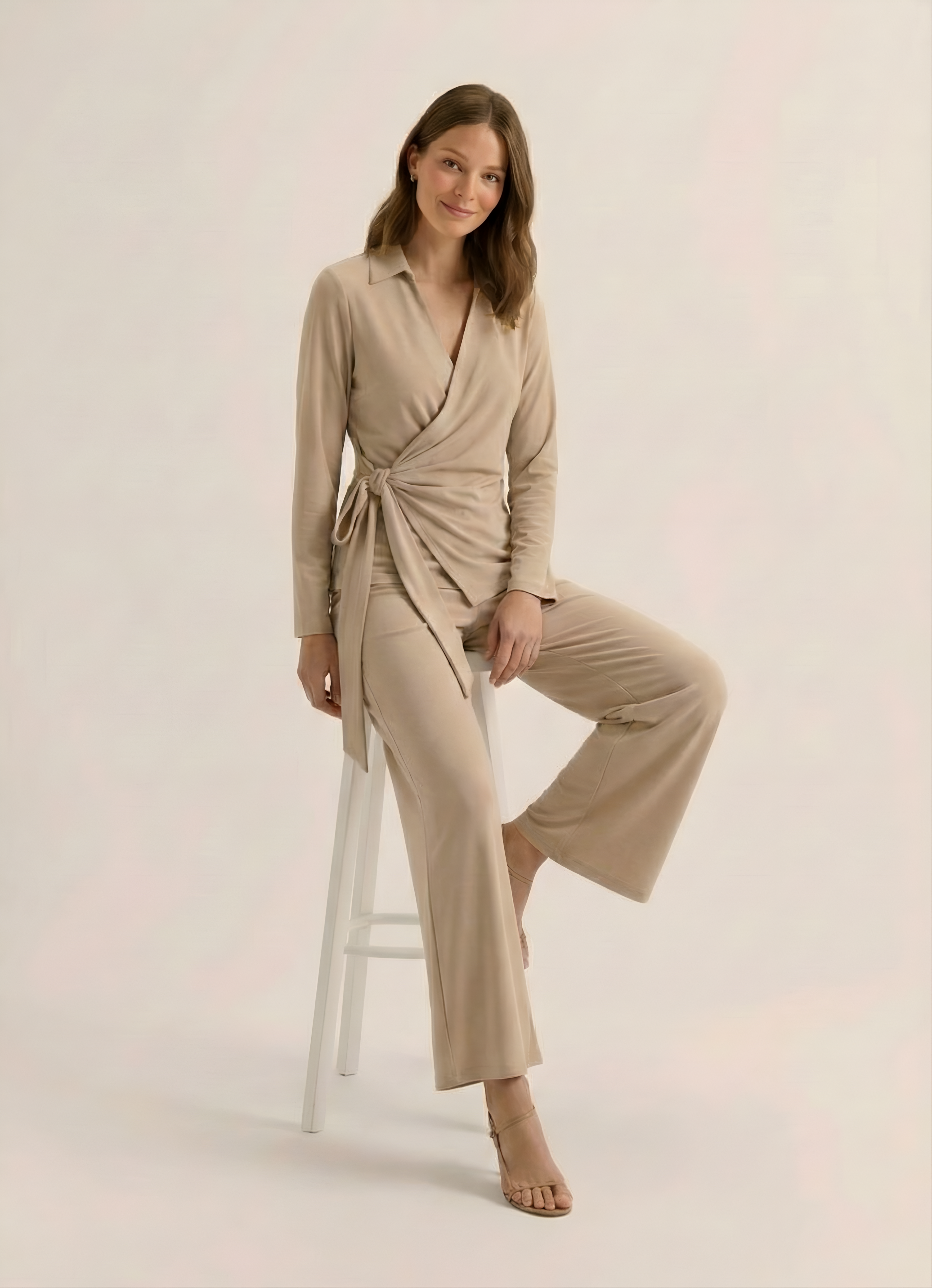 The Wrap Co-Ord - Beige
