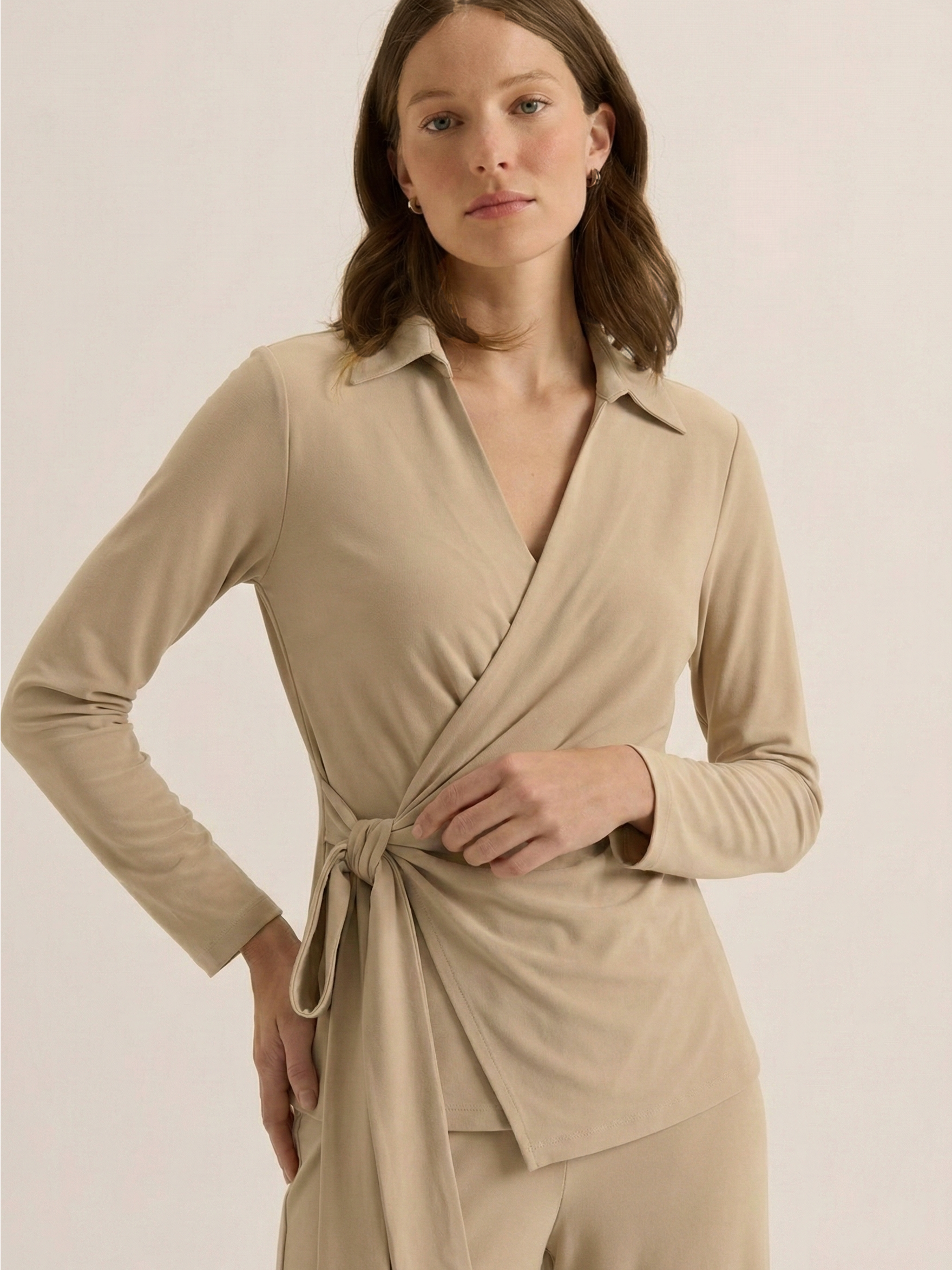 The Wrap Co-Ord - Beige