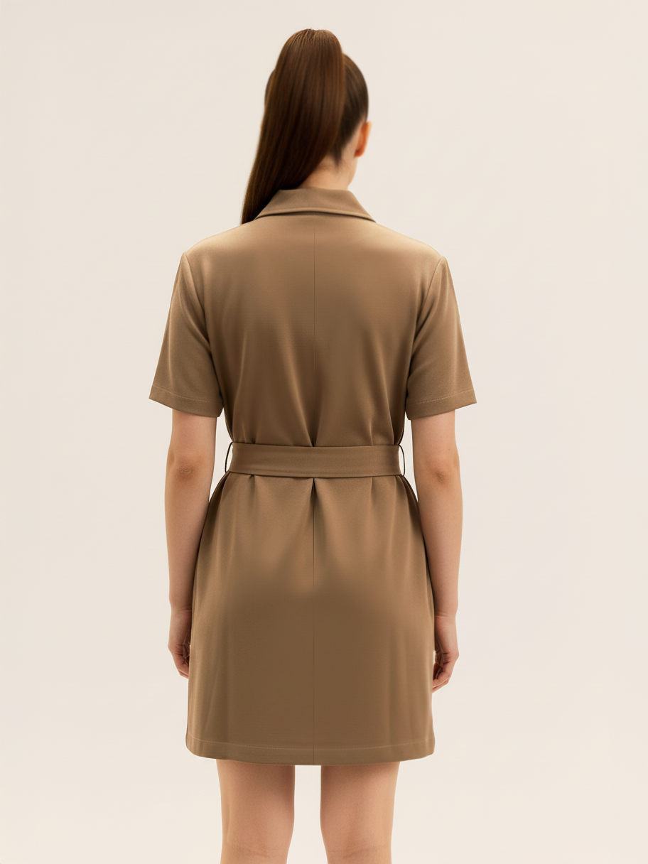 Mini Utility Dress with Belt – Mocha
