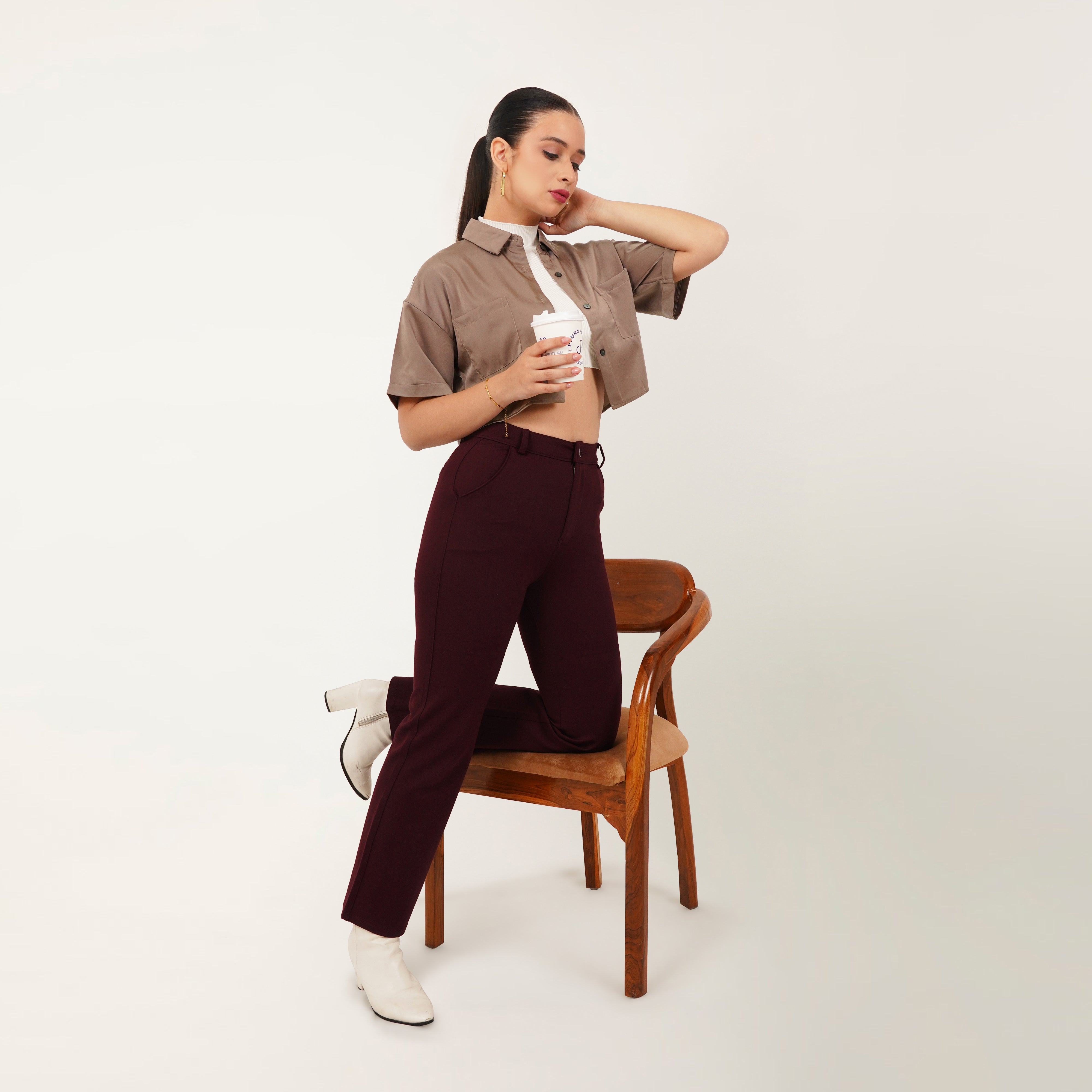 Cropped Satin Shirt