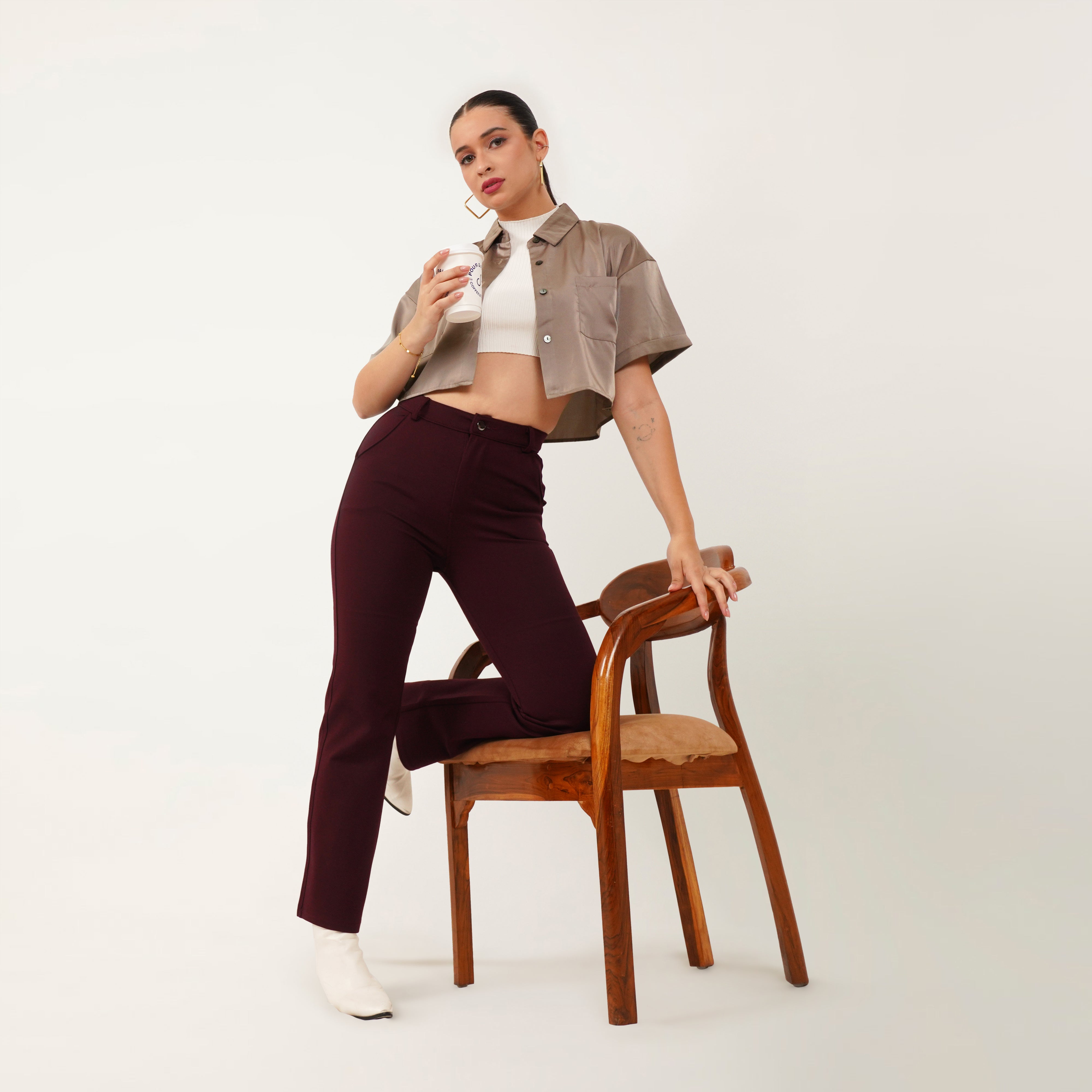 Cropped Satin Shirt