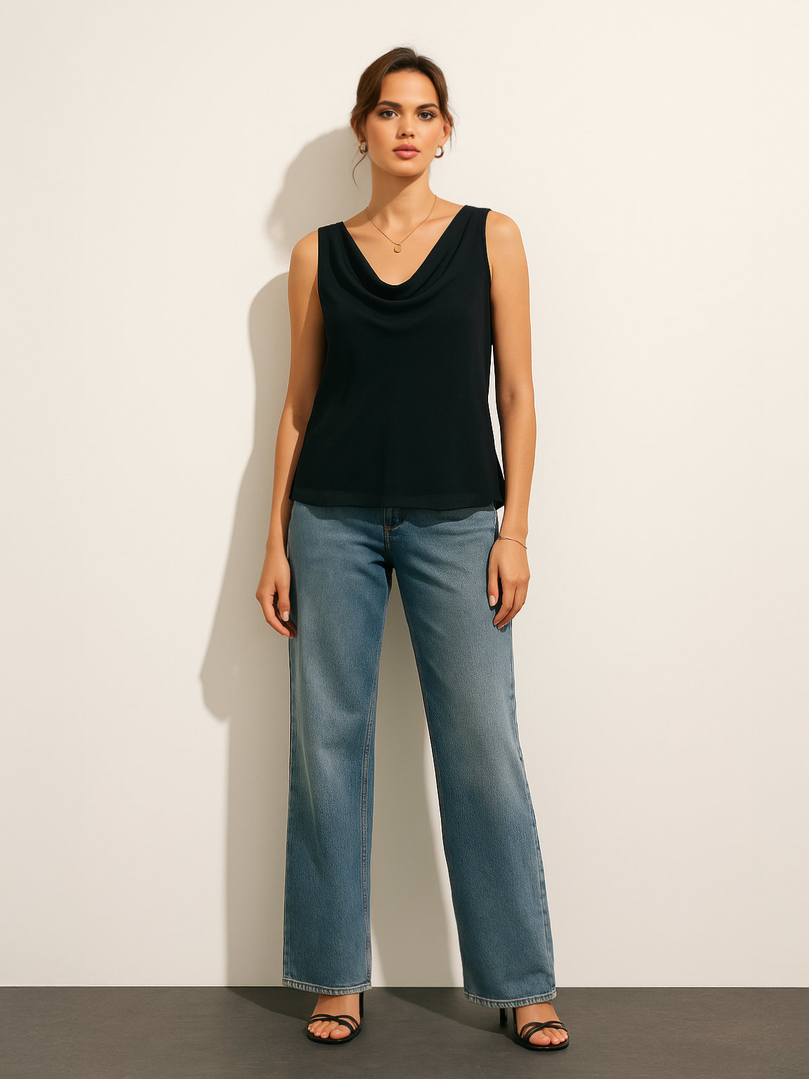 Cowl Neck Top - Black