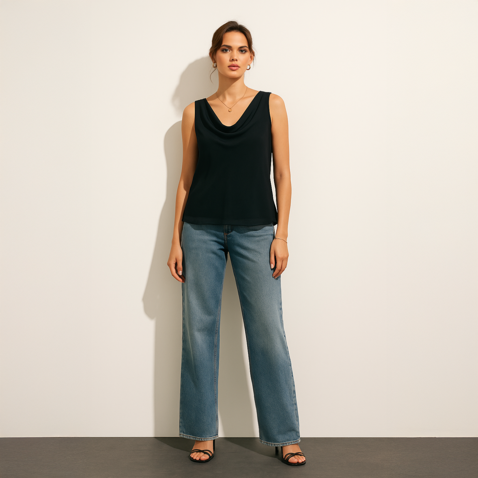 Cowl Neck Top - Black