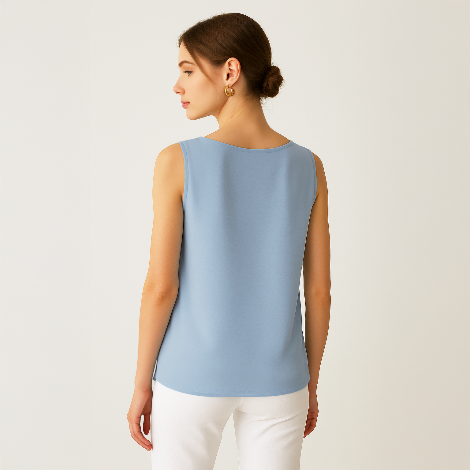 Cowl Neck Top - Light Blue