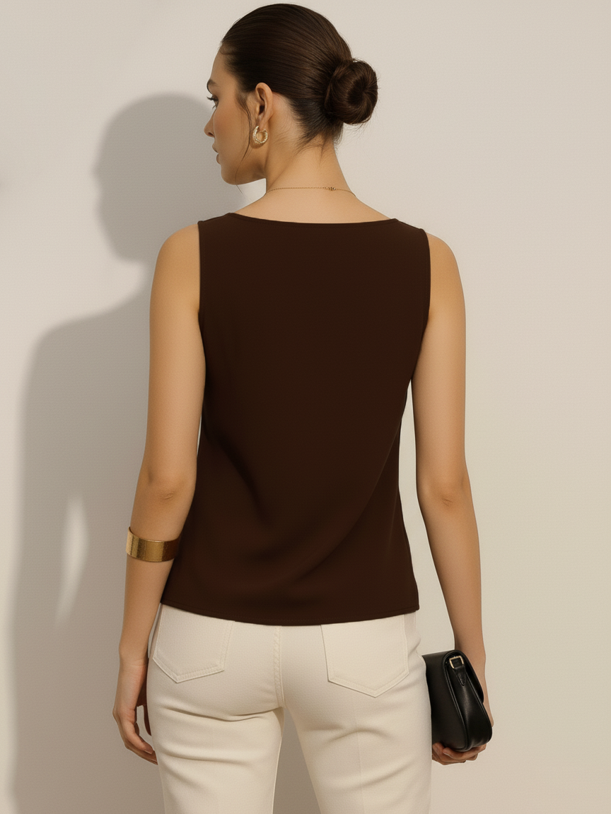 Cowl Neck Top - Chocolate