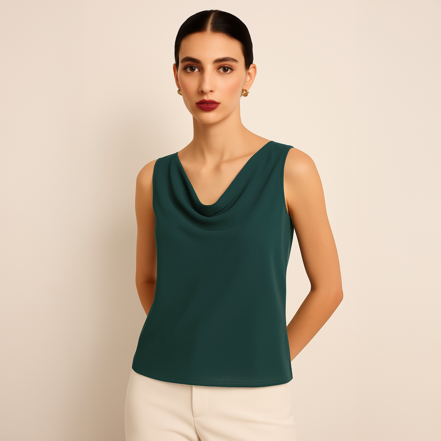 Cowl Neck Top - Teal