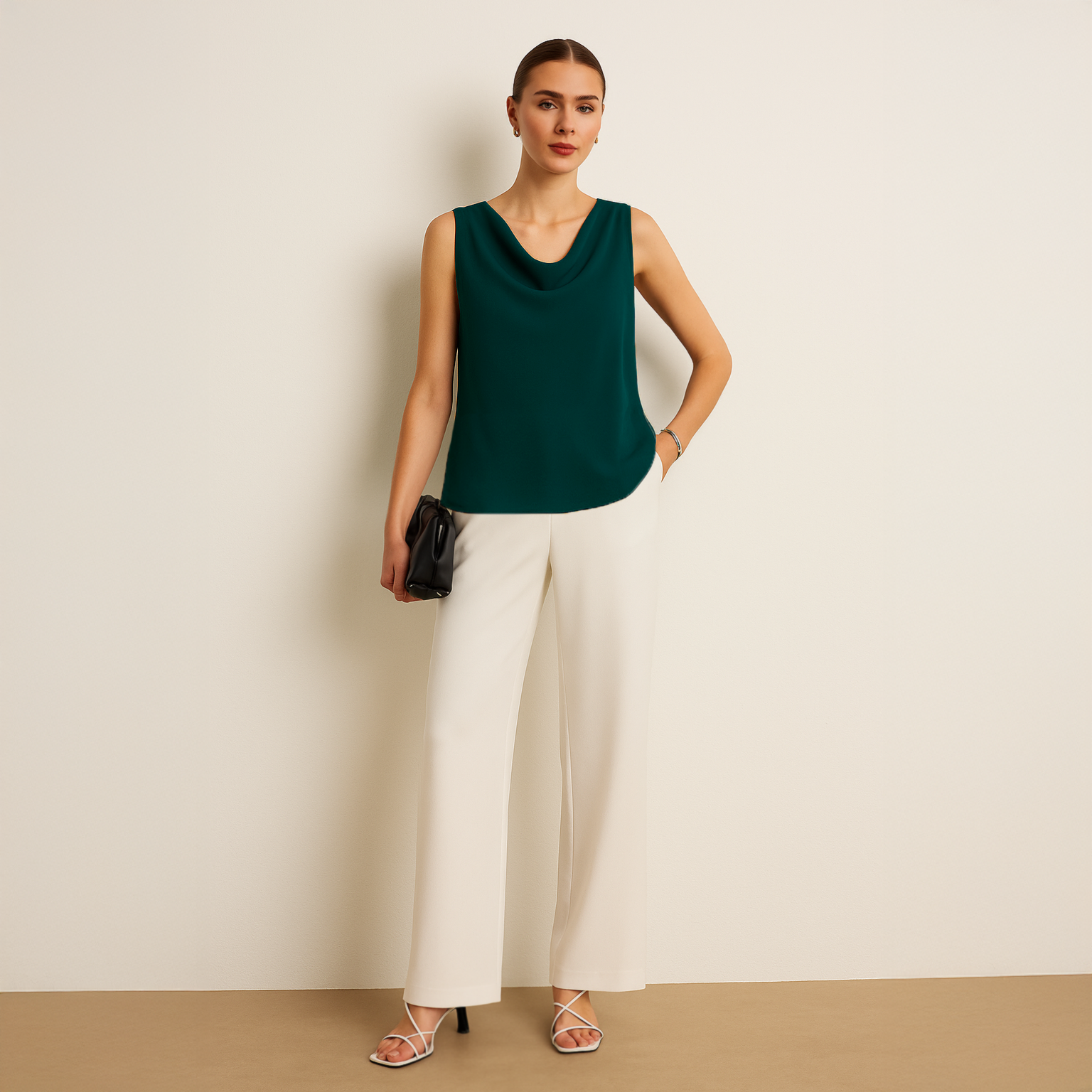 Cowl Neck Top - Teal