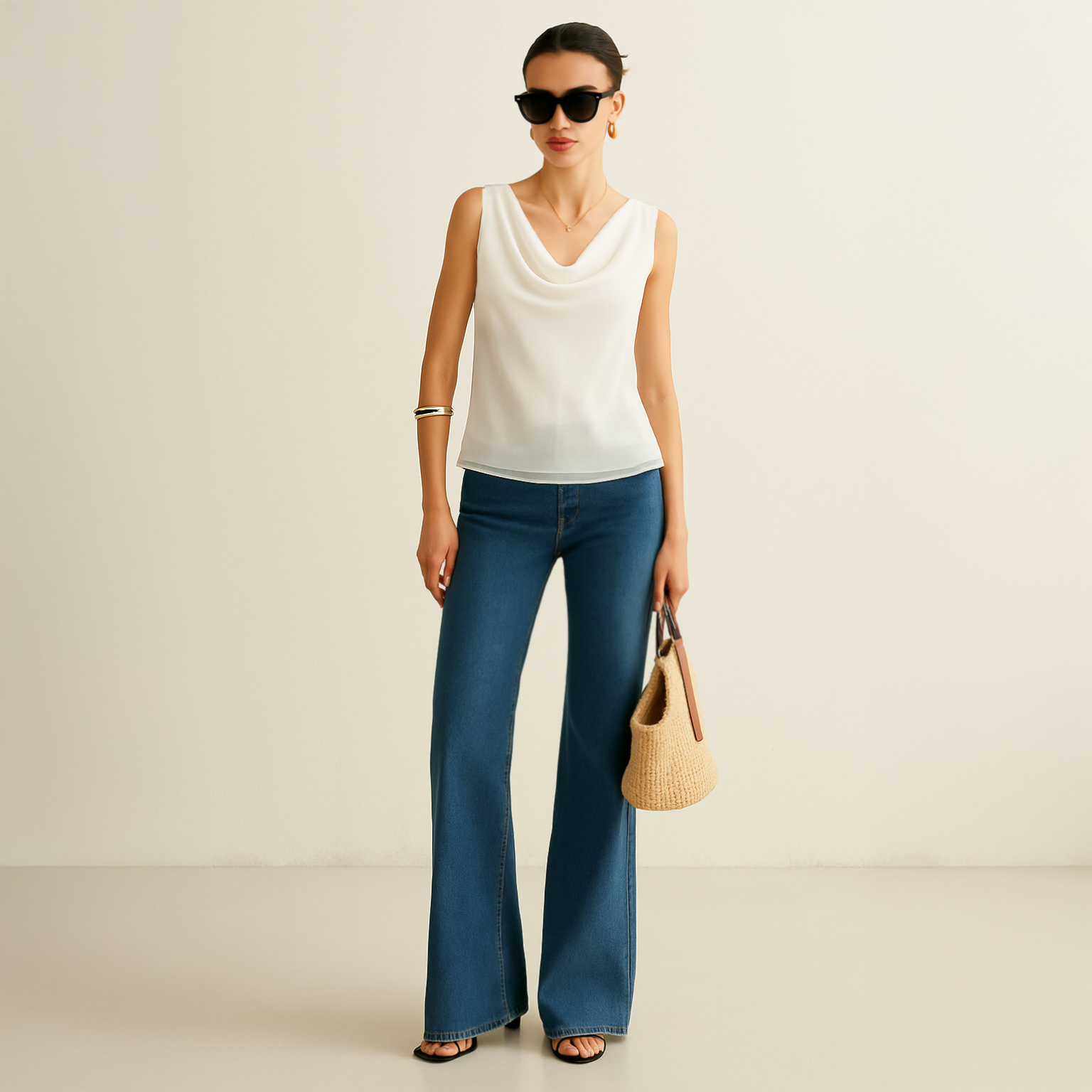 Cowl Neck Top - White