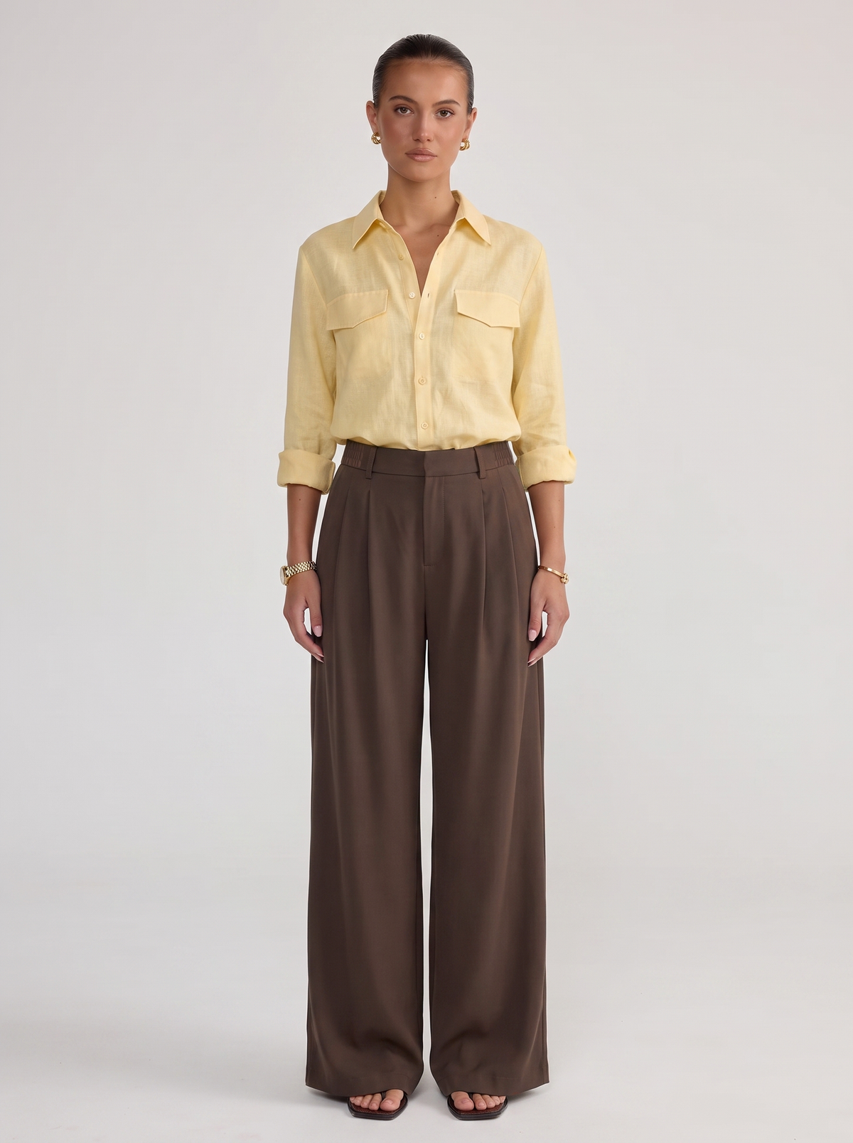 Classic Wide-Leg Pant - Dark Brown