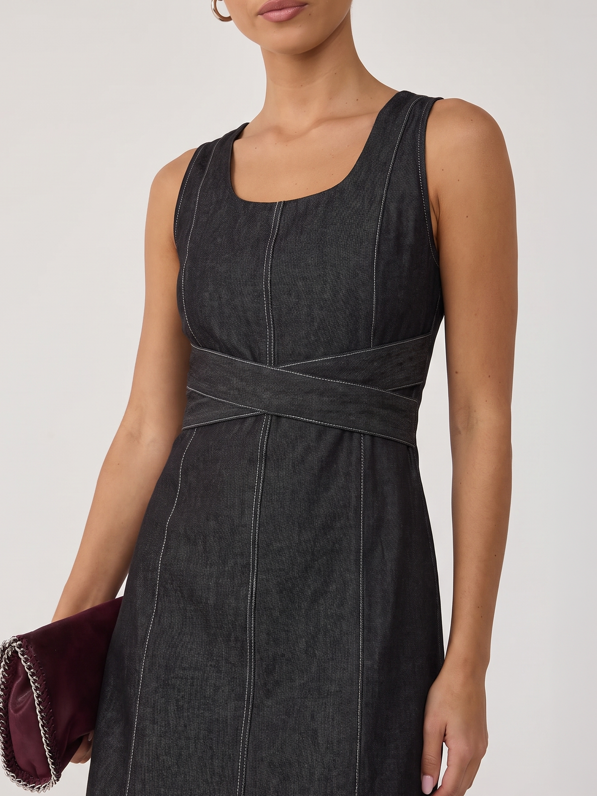 Denim Midi Dress - Black
